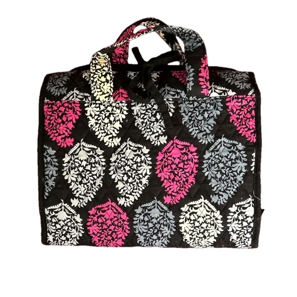 Vera Bradley black and pink foldable hanging cosmetic travel bag